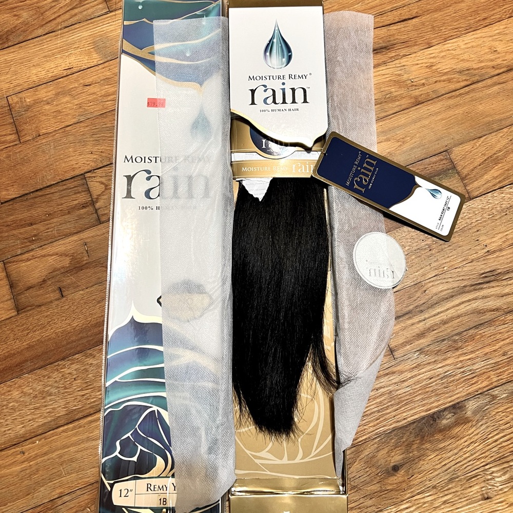 Hair Extension-Hand Tied 100% human hair/Remy/ Wefts 12” color-1B